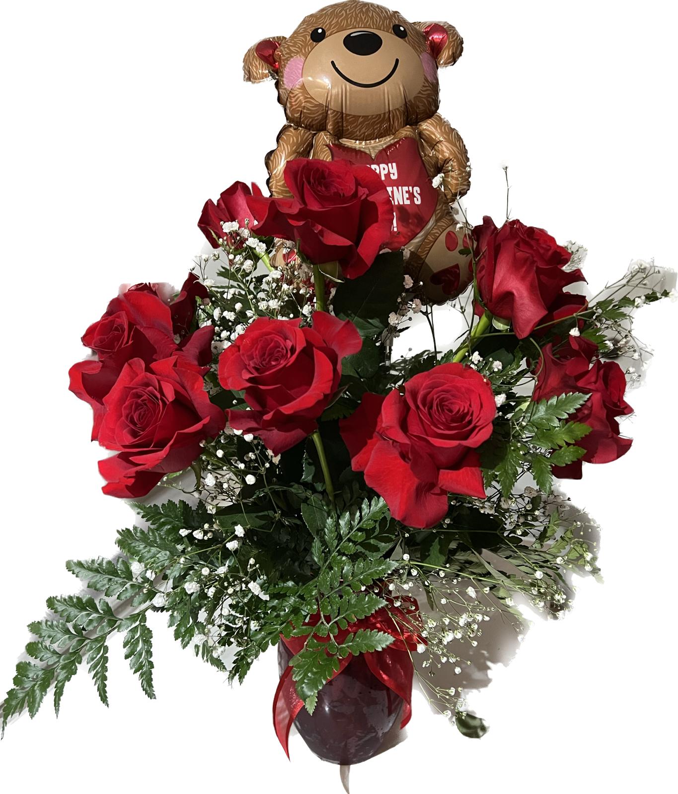 Dozen Roses in a Vase